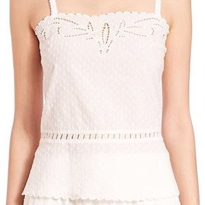 THE KOOPLES Broderie Anglaise Embroidered Tank Top